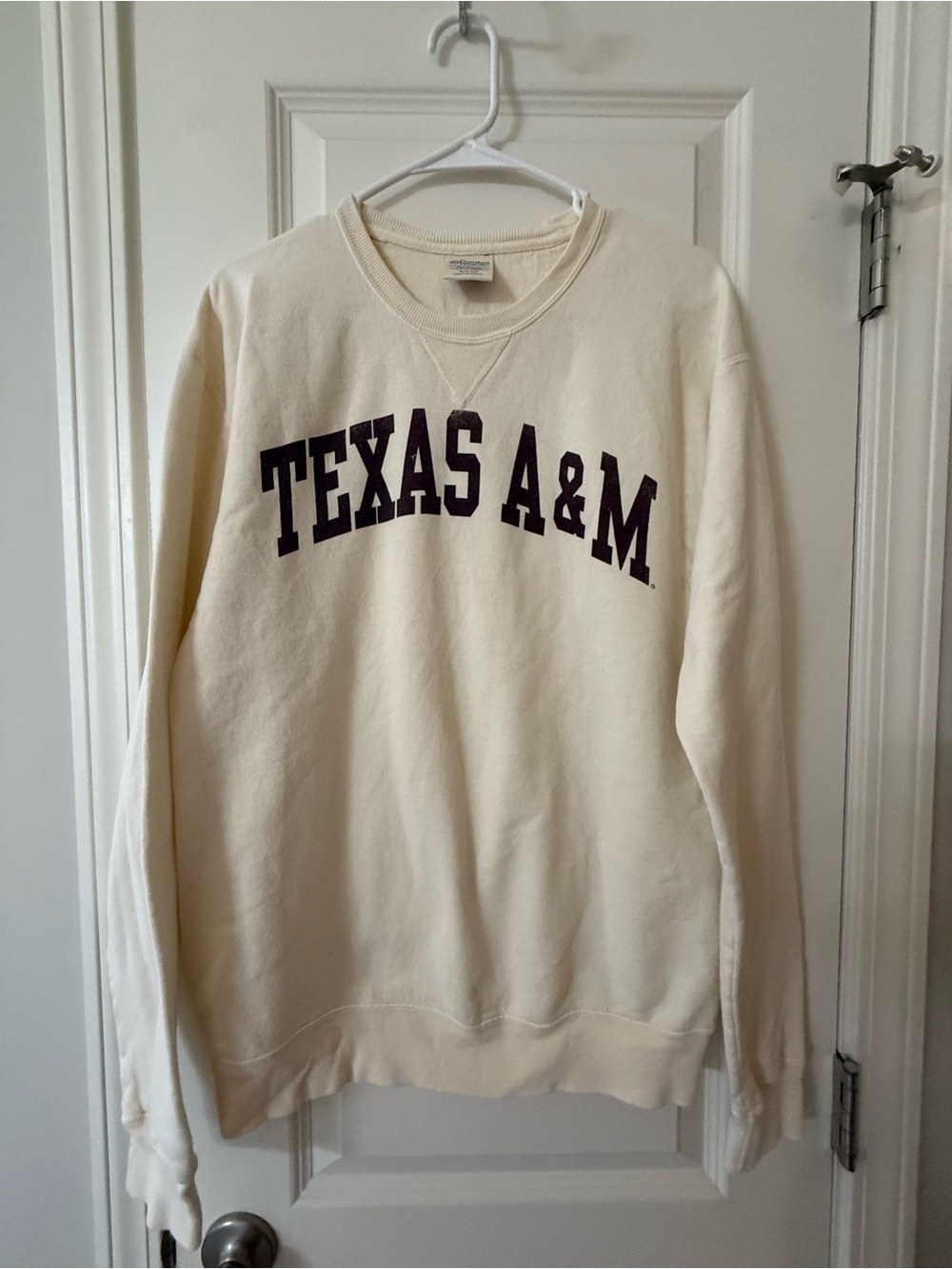 Texas A&M Aggies Crewneck Sweatshirt Comfort Wash Ivory Cream - Size Small